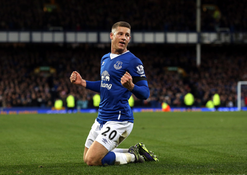 during the Barclays Premier League match between Everton and Aston Villa at Goodison Park on November 21, 2015 in Liverpool, England.