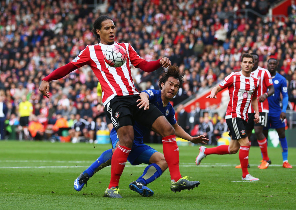 during the Barclays Premier League match between Southampton and Leicester City at St Mary's Stadium on October 17, 2015 in Southampton, England.
