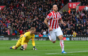 during the Barclays Premier League match between Stoke City and Manchester City at Britannia Stadium on December 5, 2015 in Stoke on Trent, England.