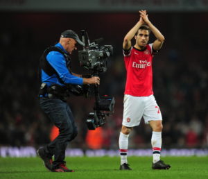 LONDON, ENGLAND - MARCH 29: Mathieu Flamini of Arsenal applauds the fans during the Barclays Premier League match between Arsenal and Manchester City at Emirates Stadium on March 29, 2014 in London, England. (Photo by Shaun Botterill/Getty Images)