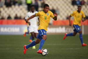 CHRISTCHURCH, NEW ZEALAND - JUNE 17: Gabriel Jesus of Brazil controls the ball during the FIFA U-20 World Cup Semi Final match between Brazil and Senegal at Christchurch Stadium on June 17, 2015 in Christchurch, New Zealand. (Photo by Martin Hunter/Getty Images)