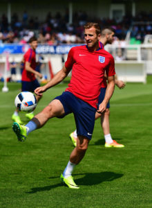 CHANTILLY, FRANCE - JUNE 07: Harry Kane controls the ball during an England training session ahead of the UEFA EURO 2016 at Stade du Bourgognes on June 7, 2016 in Chantilly, France. England's opening match at the European Championship is against Russia on June 11. (Photo by Dan Mullan/Getty Images)