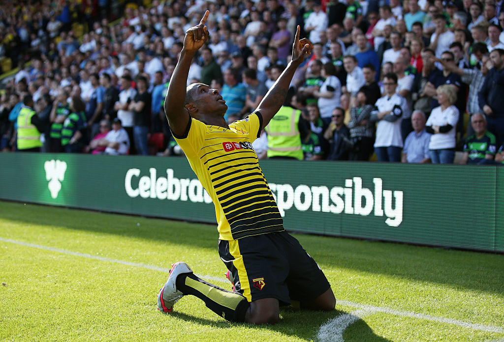 during the Barclays Premier League match between Watford and Swansea City at Vicarage Road on September 12, 2015 in Watford, United Kingdom.