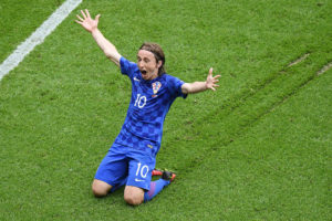 PARIS, FRANCE - JUNE 12: Luka Modric of Croatia celebrates scoring his team's first goal during the UEFA EURO 2016 Group D match between Turkey and Croatia at Parc des Princes on June 12, 2016 in Paris, France. (Photo by Matthias Hangst/Getty Images)