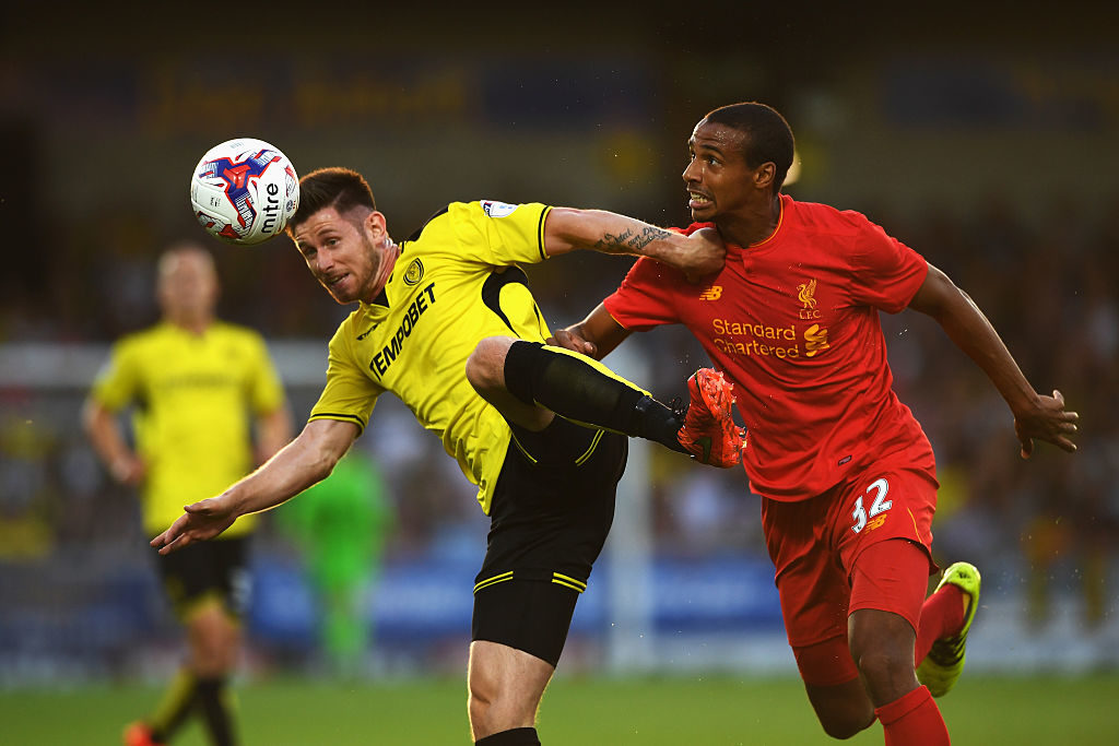during the EFL Cup second round match between Burton Albion and Liverpool at Pirelli Stadium on August 23, 2016 in Burton upon Trent, England.