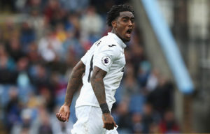 BURNLEY, ENGLAND - AUGUST 13: Leroy Fer of Swansea City celebrates scoring his sides first goal during the Premier League match between Burnley and Swansea City at Turf Moor on August 13, 2016 in Burnley, England. (Photo by Nigel Roddis/Getty Images)