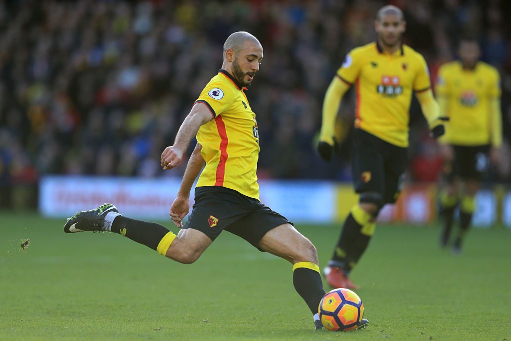 WATFORD, ENGLAND - DECEMBER 26: Nordin Amrabat of Watford in action during the Premier League match between Watford and Crystal Palace at Vicarage Road on December 26, 2016 in Watford, England. (Photo by Richard Heathcote/Getty Images)