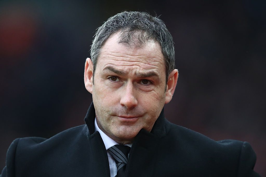 LIVERPOOL, ENGLAND - JANUARY 21:  Paul Clement, Manager of Swansea City looks on during the Premier League match between Liverpool and Swansea City at Anfield on January 21, 2017 in Liverpool, England.  (Photo by Julian Finney/Getty Images)