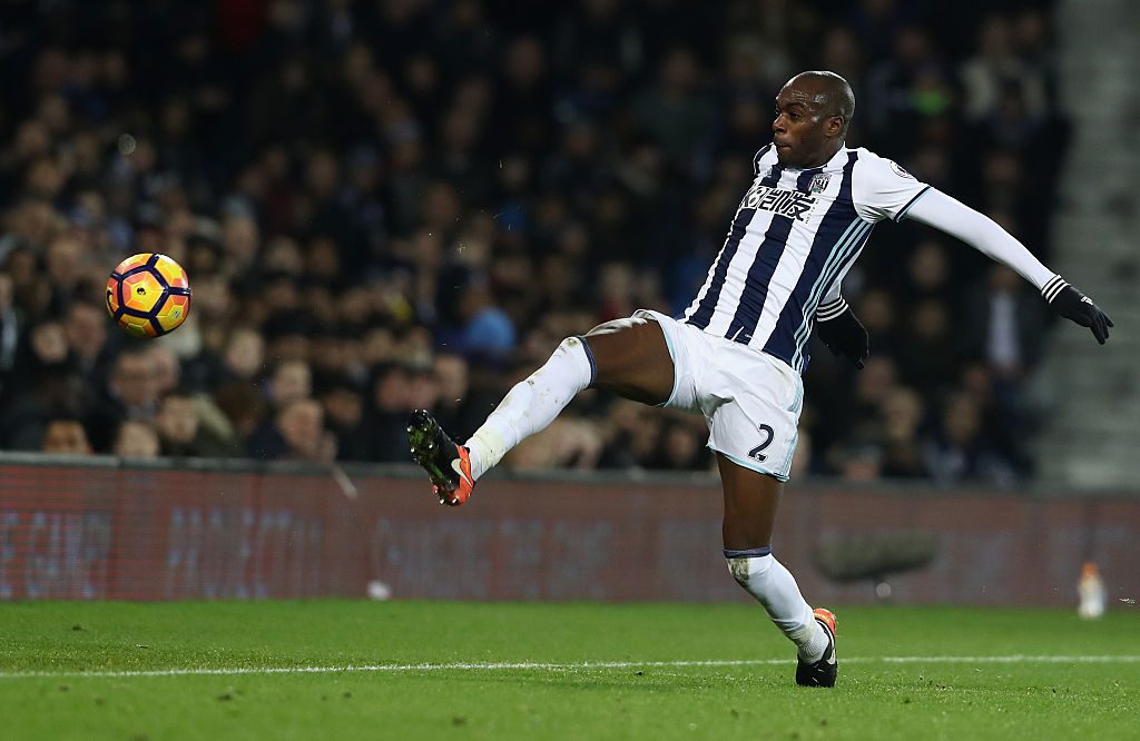 WEST BROMWICH, ENGLAND - DECEMBER 14: Allan Nyom of West Bromwich Albion stretches for the ball during the Premier League match between West Bromwich Albion and Swansea City at The Hawthorns on December 14, 2016 in West Bromwich, England. (Photo by David Rogers/Getty Images)
