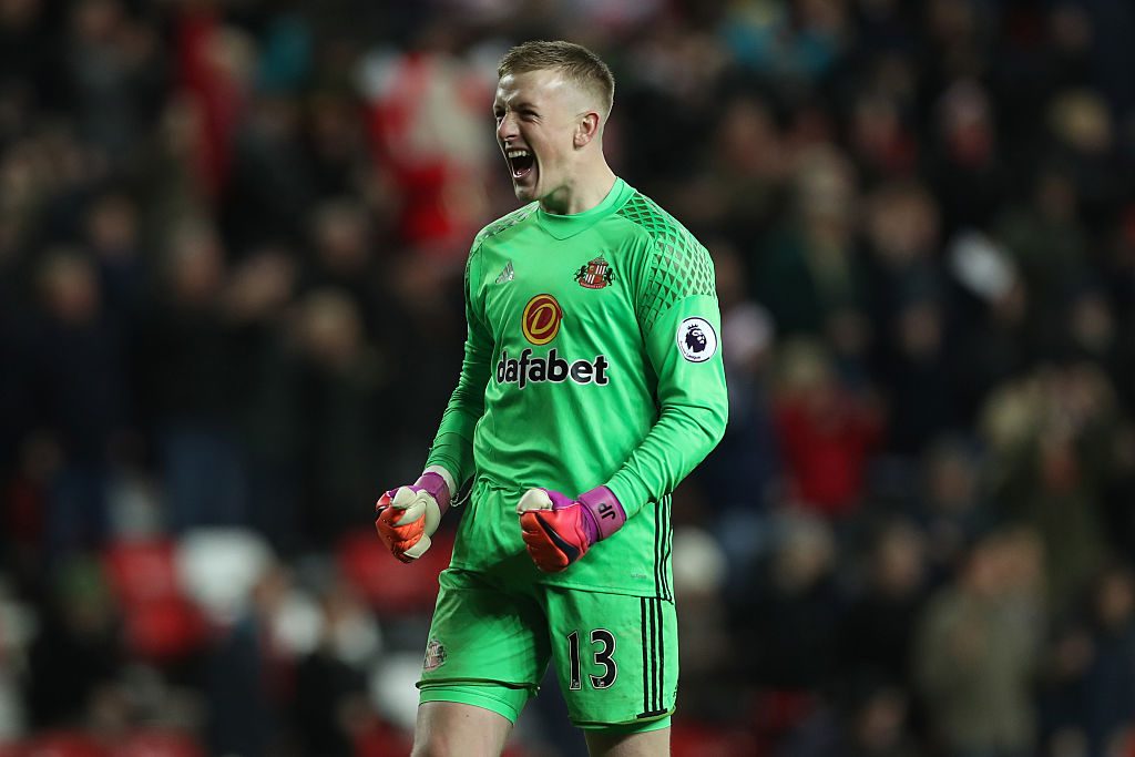 SUNDERLAND, ENGLAND - DECEMBER 17: Jordan Pickford of Sunderland celebrates after the final whistle during the Premier League match between Sunderland and Watford at Stadium of Light on December 17, 2016 in Sunderland, England.  (Photo by Ian MacNicol/Getty Images)