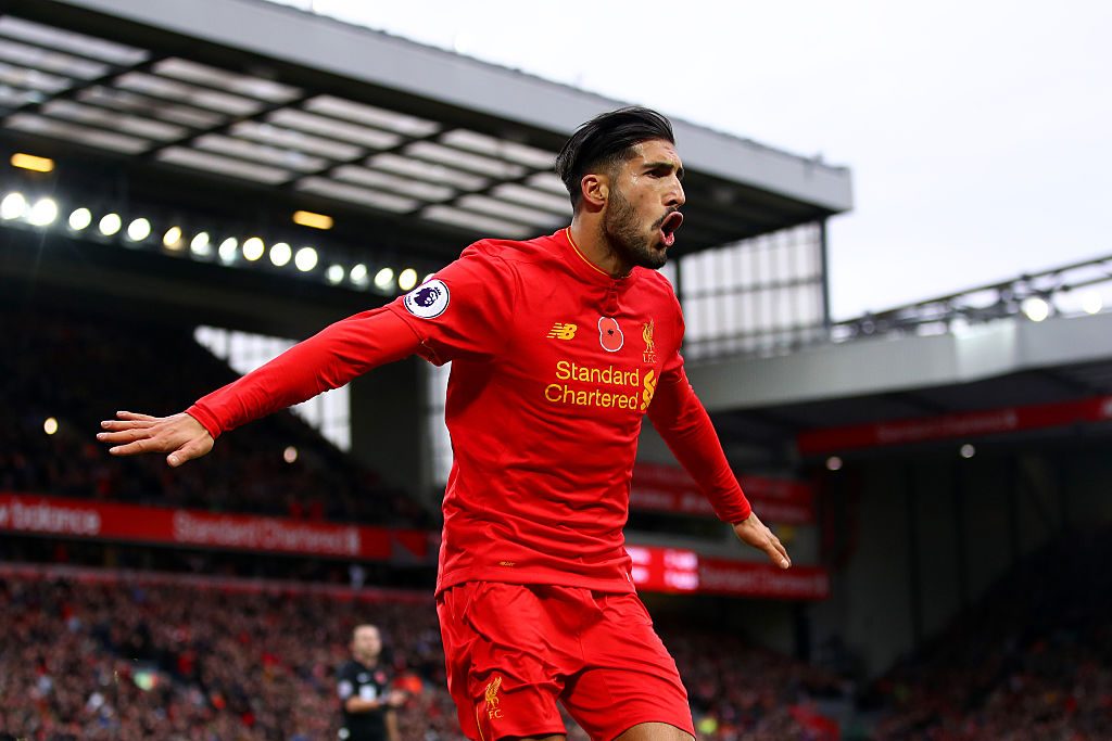 during the Premier League match between Liverpool and Watford at Anfield on November 6, 2016 in Liverpool, England.