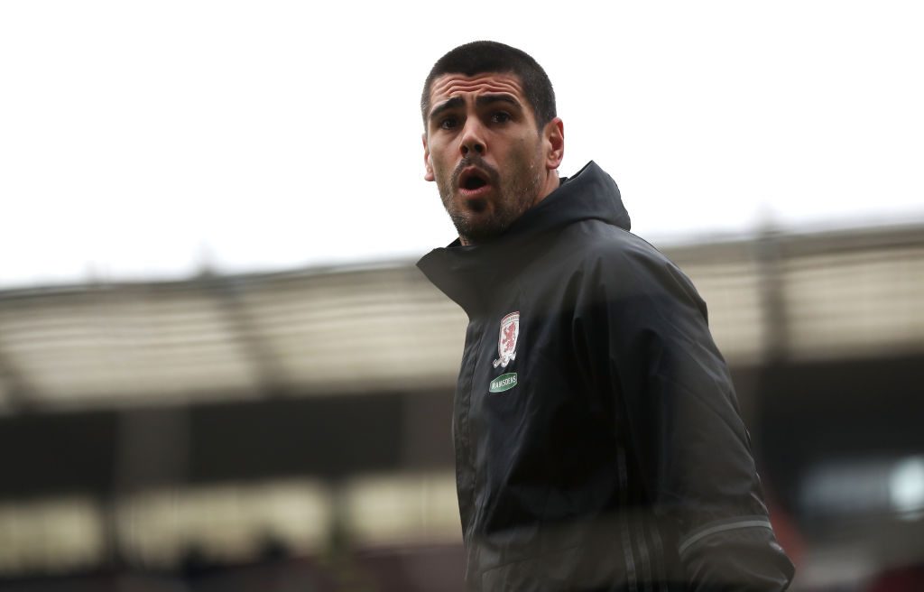 MIDDLESBROUGH, ENGLAND - MARCH 11: Victor Valdes of Middlesbrough looks on while warming up prior to The Emirates FA Cup Quarter-Final match between Middlesbrough and Manchester City at Riverside Stadium on March 11, 2017 in Middlesbrough, England. (Photo by Ian MacNicol/Getty Images)