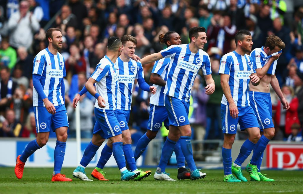 during the Sky Bet Championship match between Brighton and Hove Albion and Wigan Athletic at Amex Stadium on April 17, 2017 in Brighton, England.