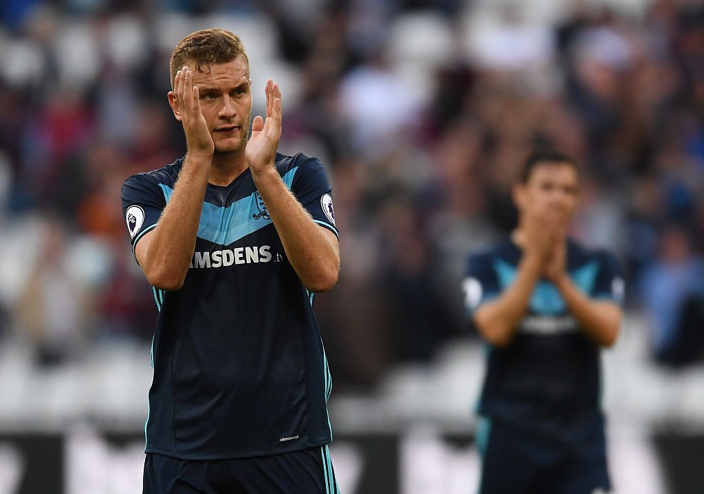 during the Premier League match between West Ham United and Middlesbrough at London Stadium on October 1, 2016 in London, England.