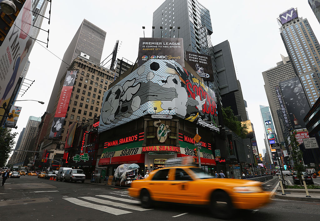 NBC Sports Soccer Billboard Displayed In Times Square