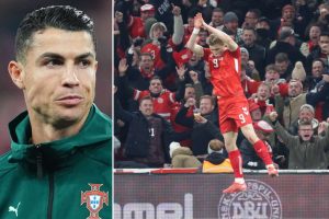 Rasmus Højlund kopioi Cristiano Ronaldon tuuletuksen Portugalia vastaan – näin hyökkääjälegenda reagoi aop_ronaldohojlundkuvitus