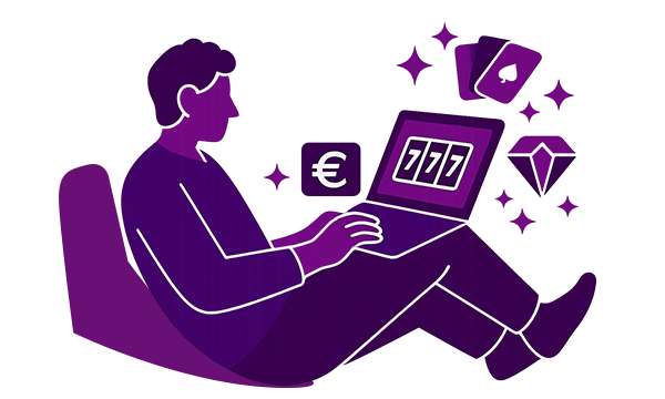 Pelaaja pelaa nettikasinolla kotisohvalta.