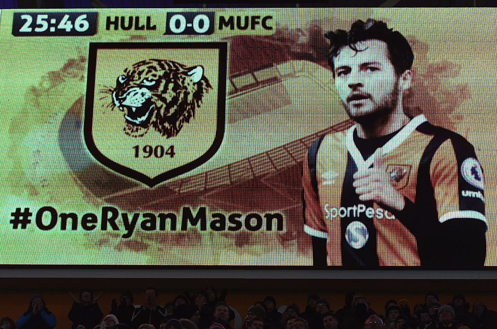 during the EFL Cup Semi-Final second leg match between Hull City and Manchester United at KCOM Stadium on January 26, 2017 in Hull, England.