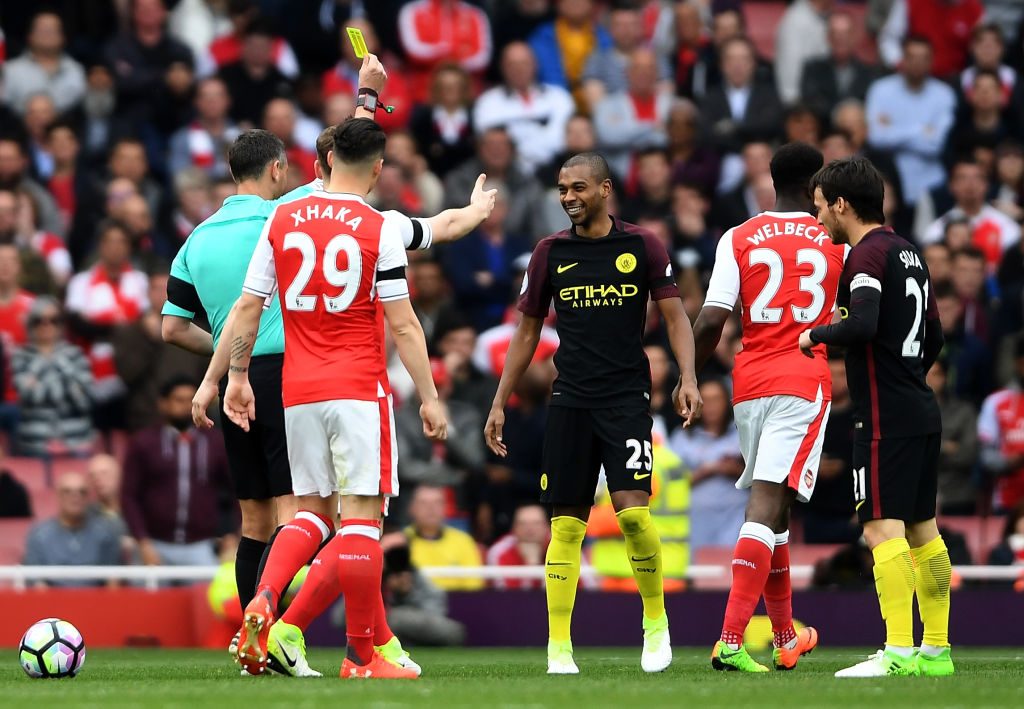 during the Premier League match between Arsenal and Manchester City at Emirates Stadium on April 2, 2017 in London, England.